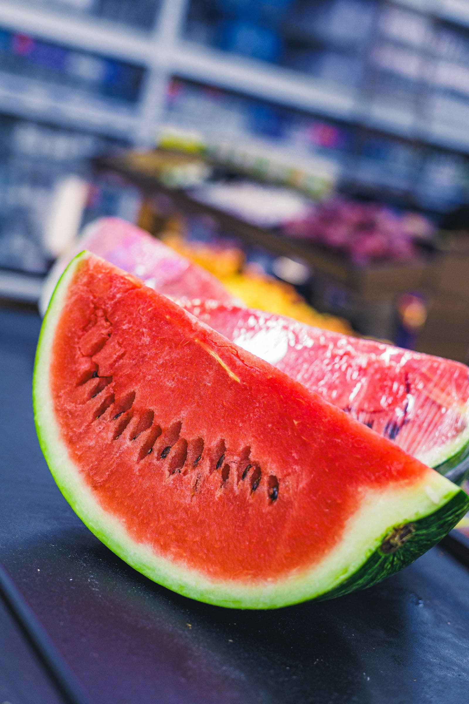 A fresh watermelon slice